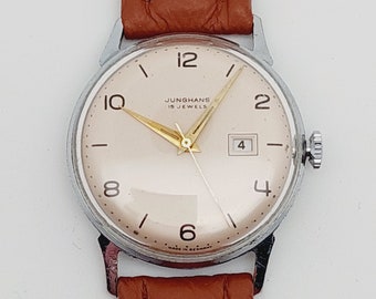 Junghans Max Bill with date 1960s cal. J 93S1 hand-wound vintage men's watch in working order