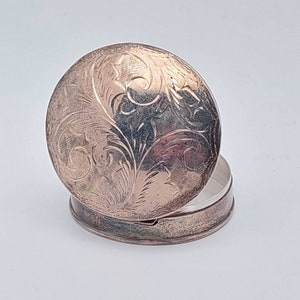 Vintage Pill Box Antique Vine Decor 925 Silver Box