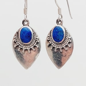 Sterling 925 real silver earrings |  Vintage hanging earrings | Indian jewelry turquoise earrings | Boho earrings | Earrings | Sterling silver
