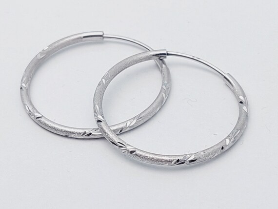 3 cm vintage hoop earrings 925 silver earrings di… - image 3