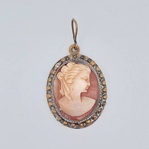 Antique pendant double gold plated gem cameo