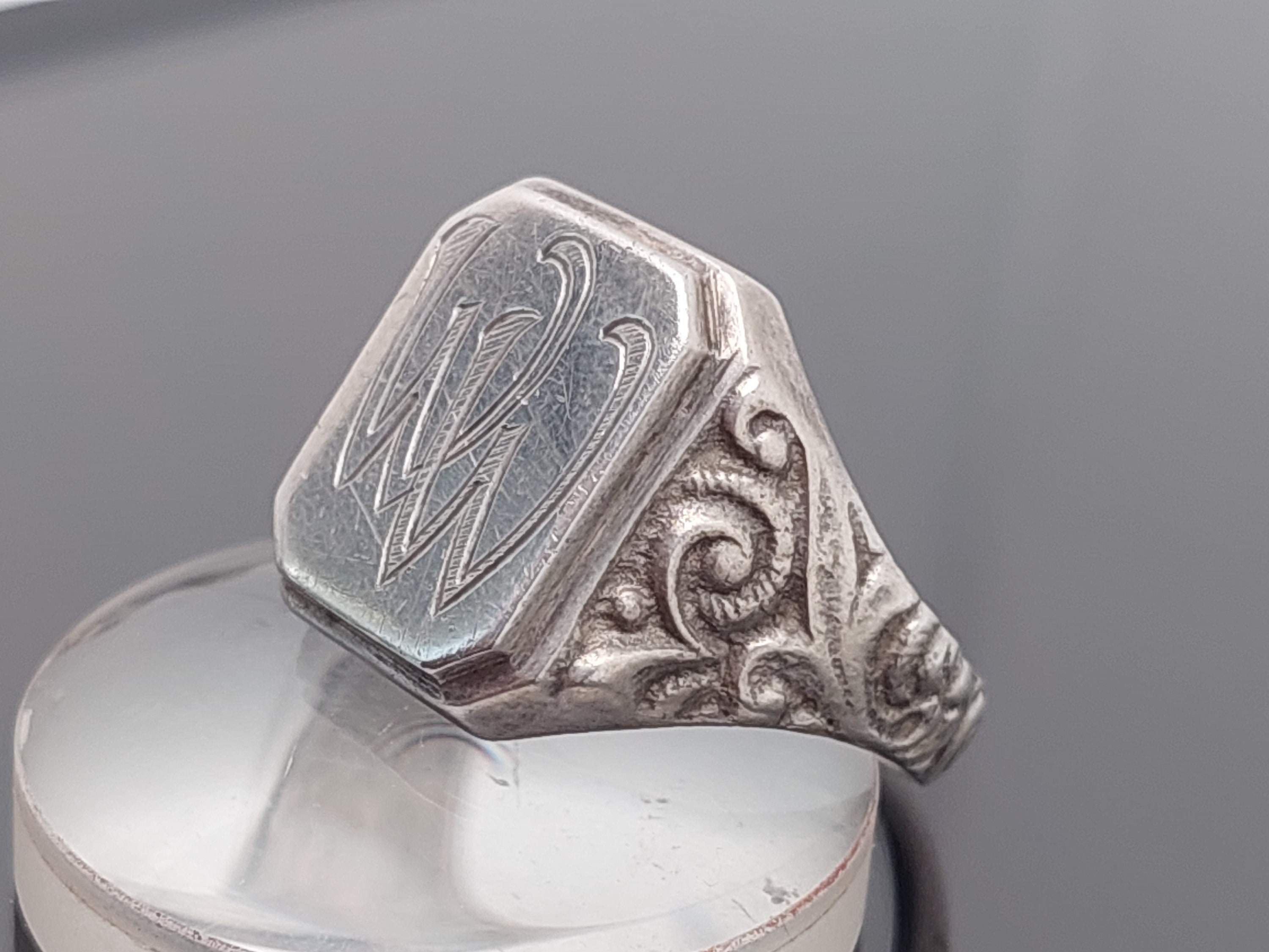 【vintage】Signet ring silver - unknown Antique Signet Ring Silver WW Men's Ring Silver Signet Ring Size