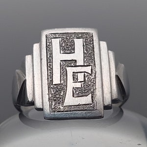 Stainless Steel Signet Ring Men's Ring Initials EH HE Signet Ring Size 14
