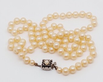Vintage Knotted Pearl Necklace 80 cm Vintage Chain Jewelry Clasp with Pearl #2