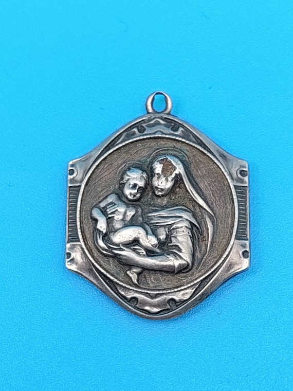 Antique Silver Pendant Art Nouveau Maria Josef Charm Bracelet Pendant Lucky Charm