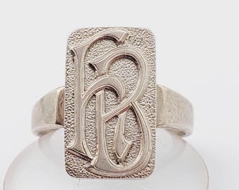 Antique signet ring 800 silver men's ring initials FB BF antique jewelry size 23 US 10 1/4