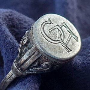Size 18 58 Antique 835 Silver Ring Signet Ring GA AG antique men&#39;s ring