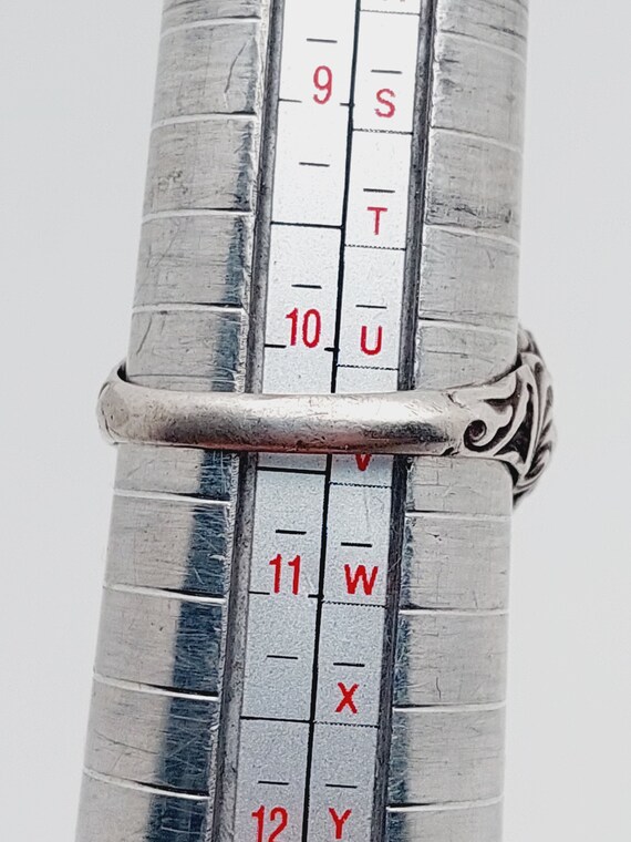 Antique silver Art Nouveau men's signet ring gree… - image 10