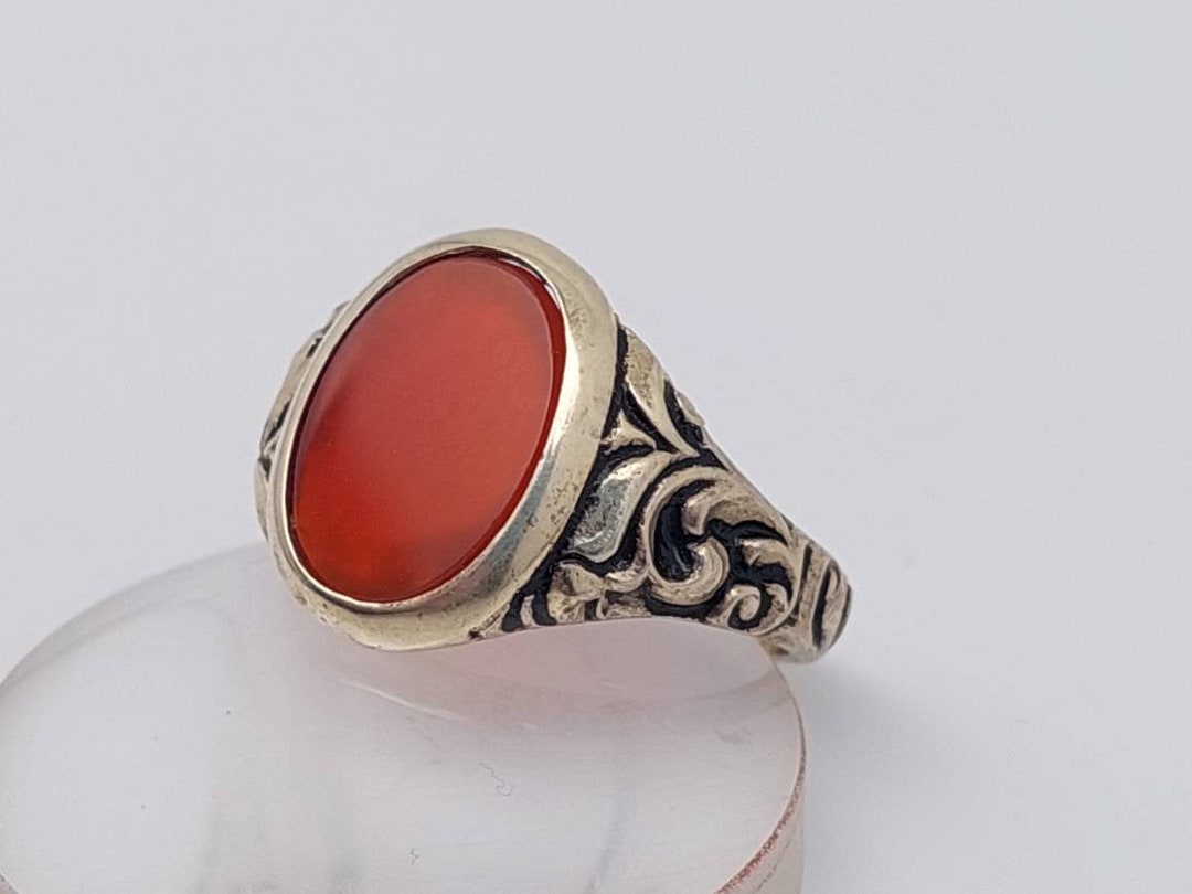 Antique Silver Ring Men's Jewelry Carnelian Stone Etsy