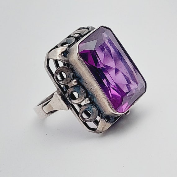 Antiker 925er Silber Ring lila Farbender Stein antiker Ring Jugendstil Schmuck gr 19 59