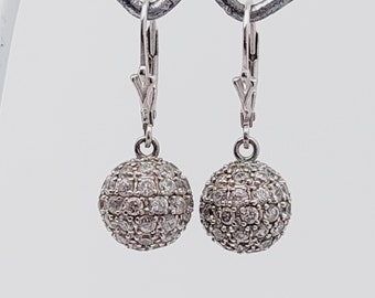 Orecchini di zirconi in argento 925 della metà del secolo con orecchini a sfera