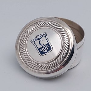 Antique 925 Silver Pill Box Pillbox Container for Pills with Coat of Arms Italy Sterling