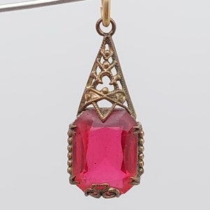 Antique Art Nouveau pendant double red cut stone antique jewelry
