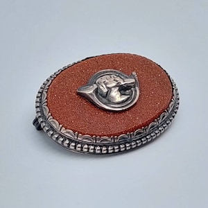 Antique Art Nouveau silver brooch 835 silver goldstone