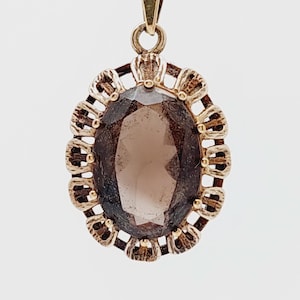 Antique 925 silver pendant antique Art Nouveau smoky quartz jewelry