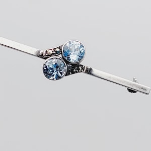 Beautiful antique 835 silver bar brooch light blue stone Art Deco brooch