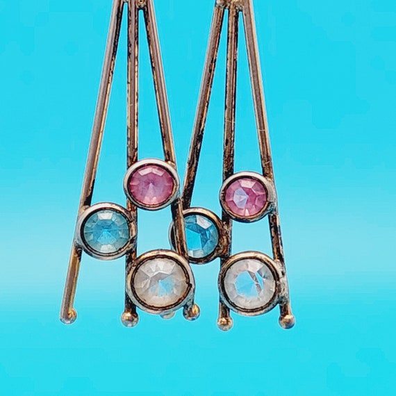 [VINTAGE HOLLYWOOD] 925 Silver☆Klias Gemstone Earrings Vintage Antique Women's Sterling Silver Rose Quartz Stone