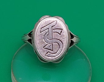 Misura 14 54 Anello con sigillo antico anello da uomo in argento 835 con iniziali TS ST gioielli antichi