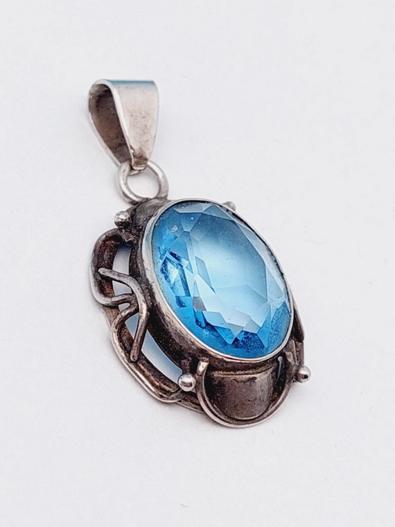Antique 800 Art Nouveau silver pendant with large… - image 2