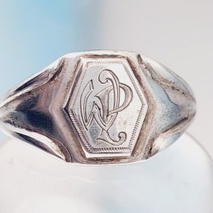 Antique signet ring 800 silver men's ring initials WP PW antique jewelry size 22 Art Nouveau women's signet ring
