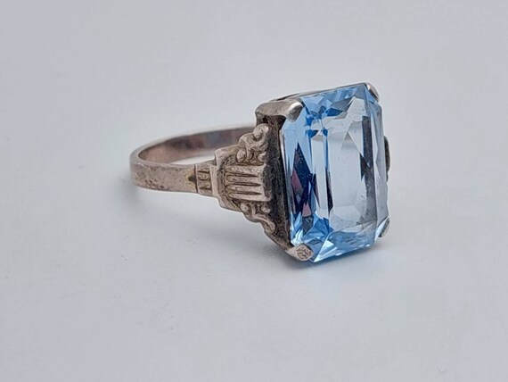 Antique 835 Silver Art Deco Ring With Blue Stone Size 15 US 7 1/4 - Etsy Antique 835 Silver Art Deco Ring With Blue Stone Size 15 US 7 1/4 - Etsy