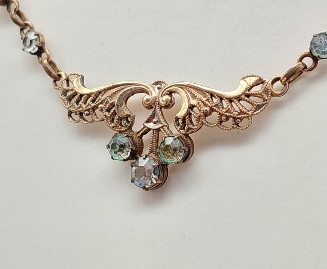 Antique Double Necklace Antique Costume Jewelry Goldplated Etsy