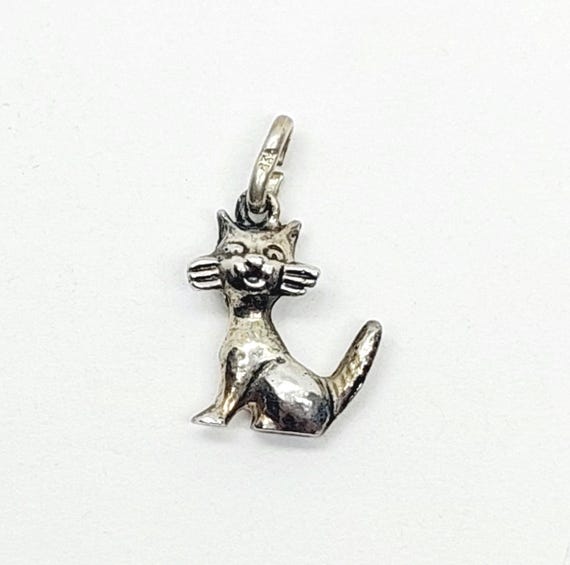 Schöner 835er Silber Anhänger Charm Katze Kettenanhänger Anhänger