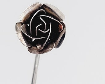 Antique 830 silver brooch rose flower pin