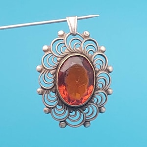 Antique Art Nouveau pendant 835 silver red cut stone antique jewelry
