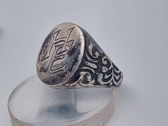 Gr 20 Antiker Siegelring Silber Herrenring Initia… - image 2