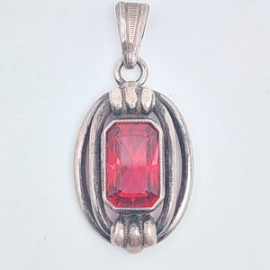 Antique Art Nouveau pendant 835 silver red cut stone antique jewelry