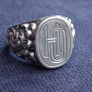 gr. 22 62 Sterling Silver Ring-Personalized Rings-Monogram Ring-Letter HO Ring-Initial Ring-Engraved Ring-Ladies Ring