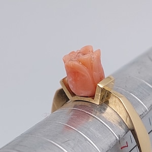 Antique 585 Gold Rings Biedermeier with Coral Rose