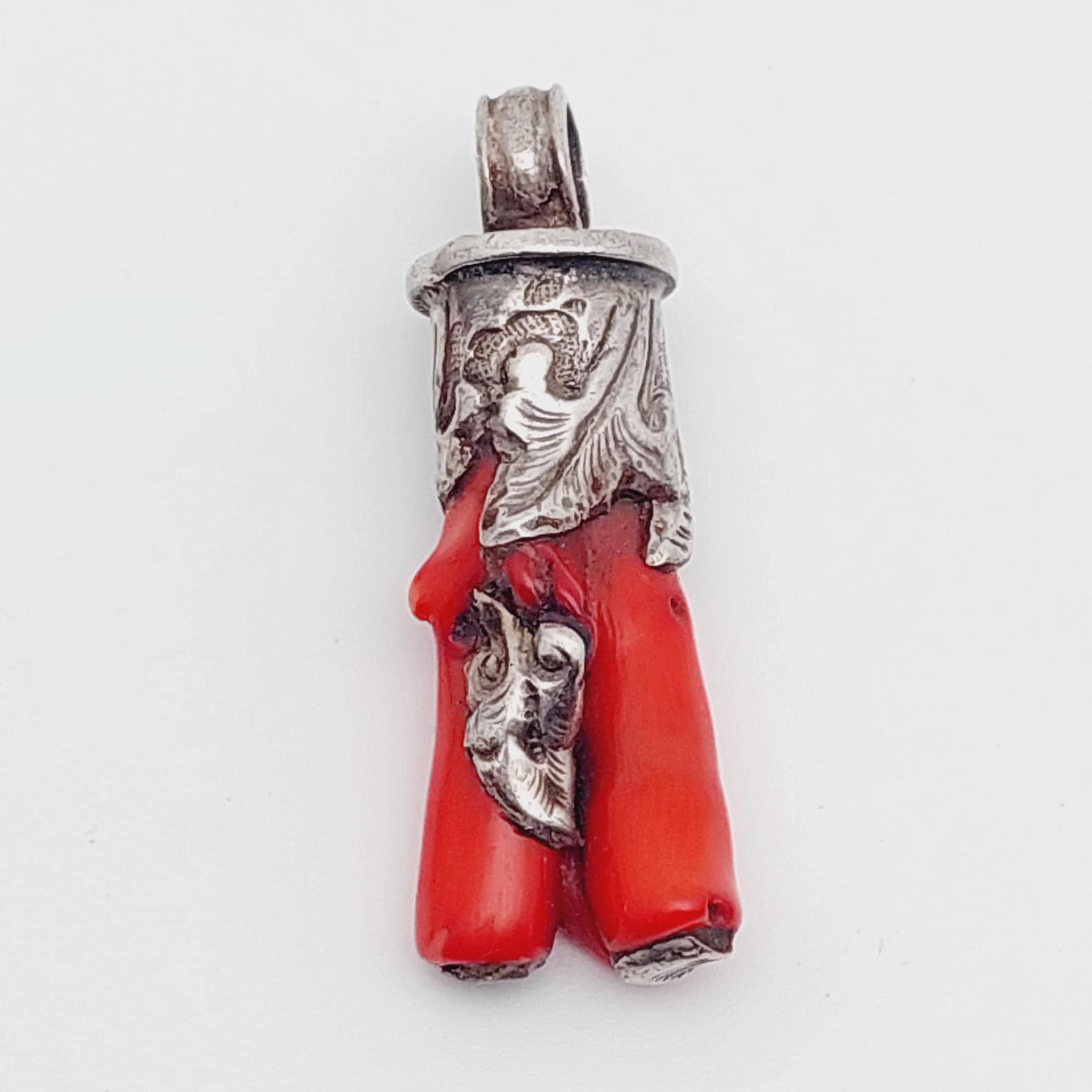 Antique Jewelry Traditional Necklace Charivari Pendant Coral Traditional Jewelry