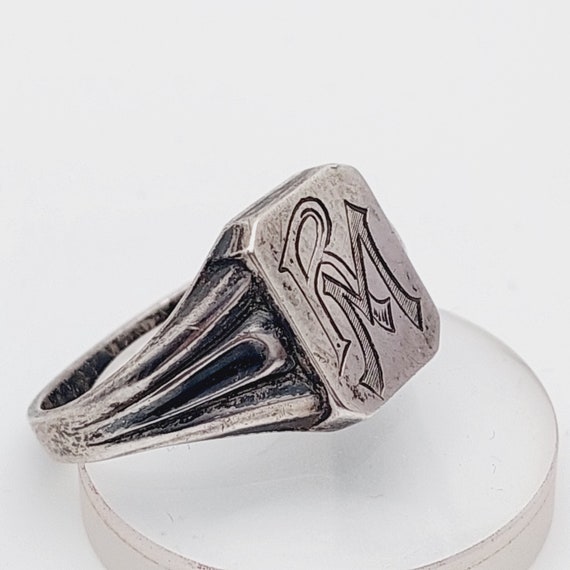 Size 24 64 Antique 835 silver ring men's signet r… - image 2