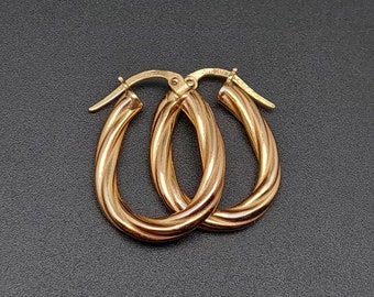 Modern 585 gold hoop earrings turned earrings real gold jewelry