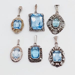 Antique pendant 800 silver pendant filigree jewelry Art Nouveau pendant blue colored stone
