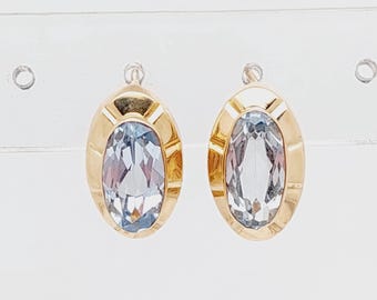 Antique 333 Gold Drop Earrings, 8 Carat Earrings, Aquamarine Look, Blue Cut Stone, Glass, Gift for Her/Women