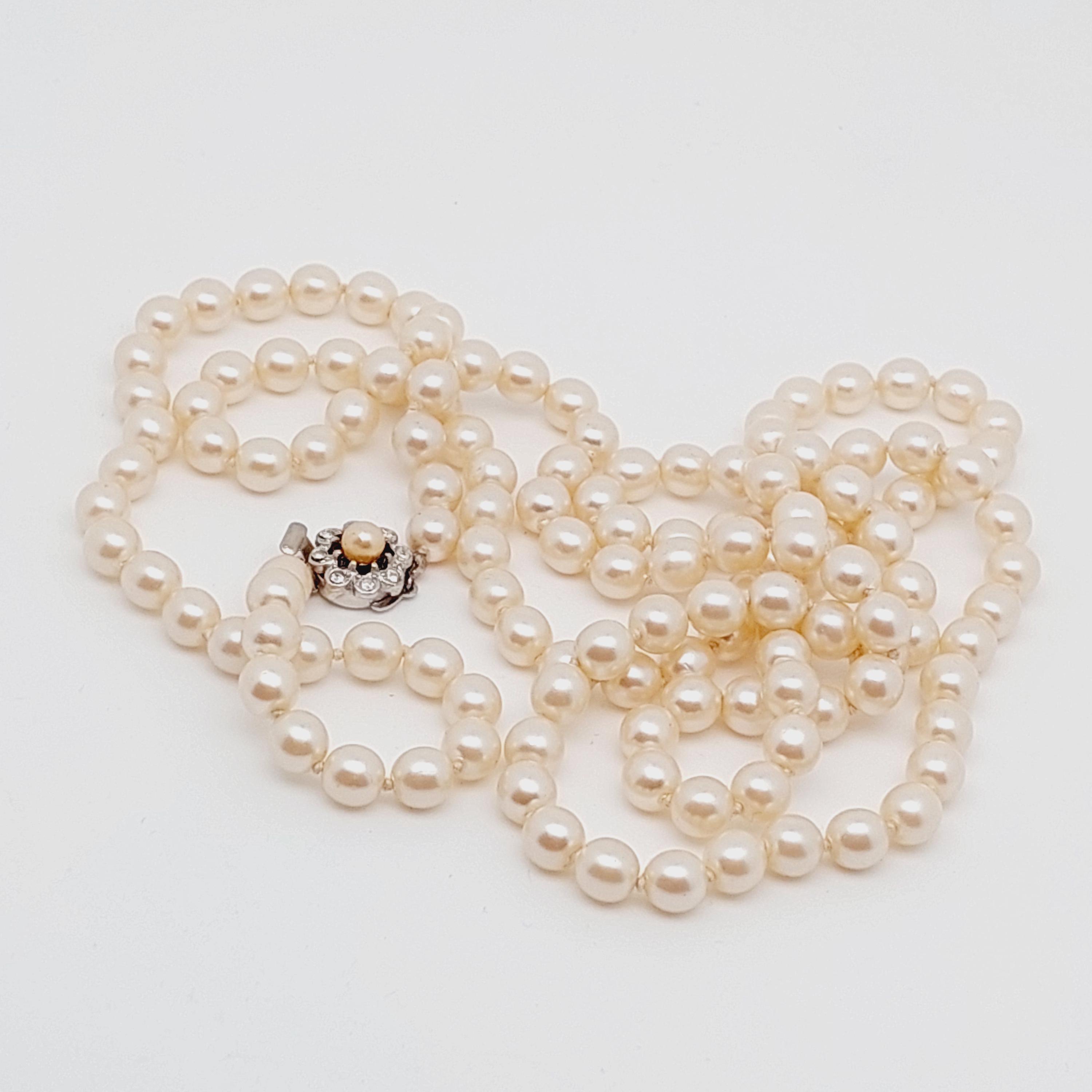 【VINTAGE HOLLYWOOD】 5-way Knotted Pearl Necklace Vintage Knotted Pearl Necklace 122 Cm Vintage Chain Jewelry