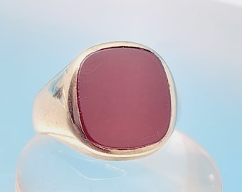 333 Gold Ring Men's Signet Ring Carnelian Genuine Gold Jewelry Antique Ring Size 18 US 8 1/2