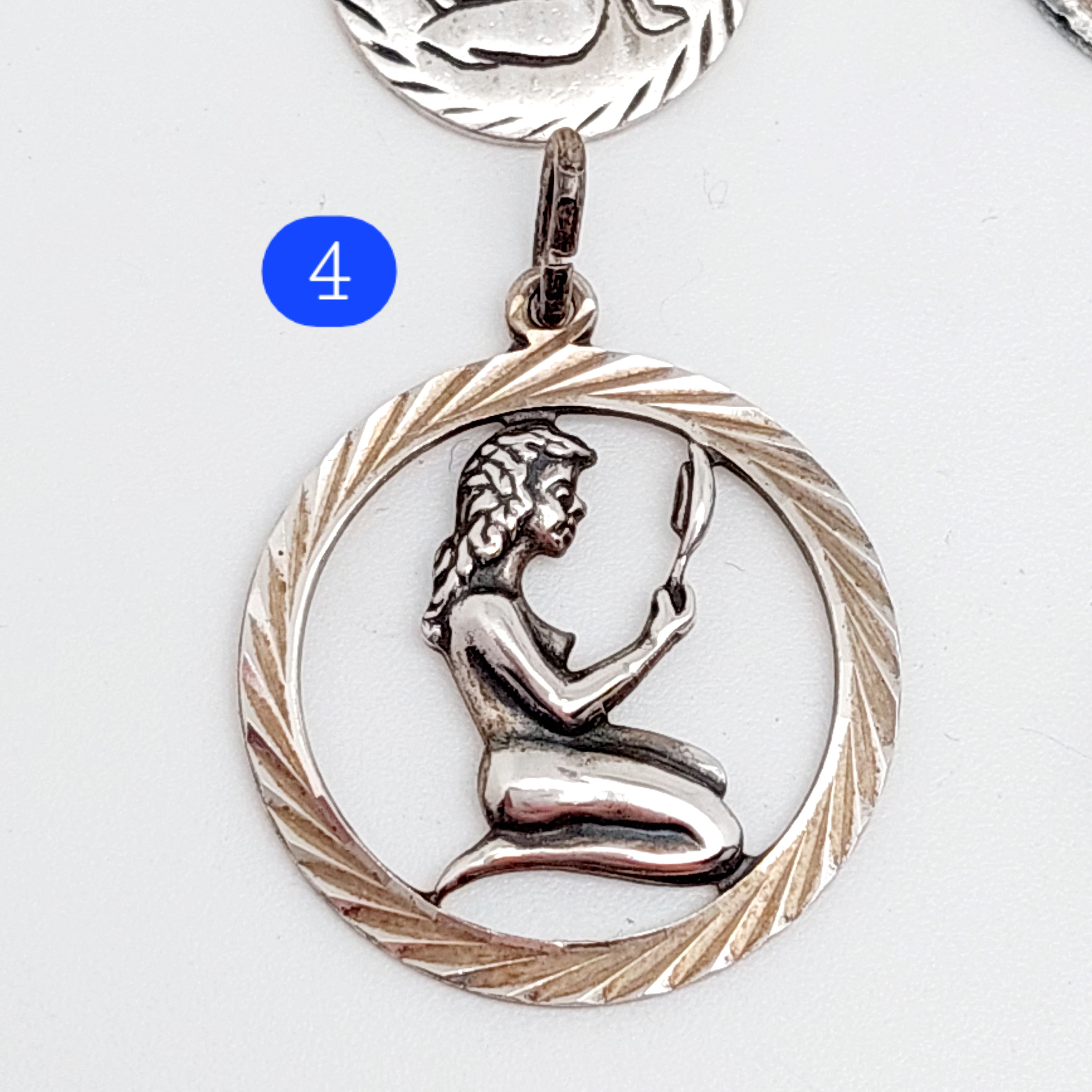 Pendentif Vierge En Argent 800 - Longueur 5.7 Cm, Style Vintage, Neuf Sans Emballage