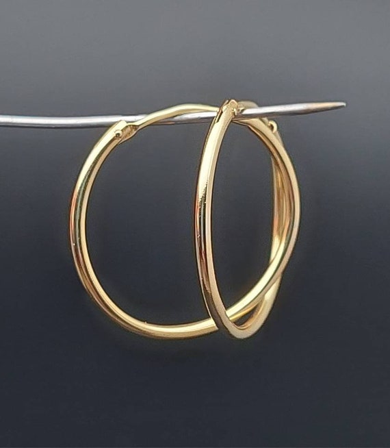 Modern 585 gold hoop earrings with simple hoop di… - image 7