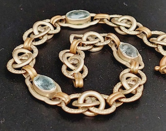 Antieke dubbele armband van 20 cm met blauwe stenen Art Nouveau sieraden