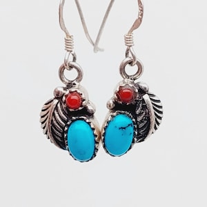Sterling 925 real silver earrings |  Vintage hanging earrings | Indian jewelry turquoise earrings | Boho earrings | Earrings | Sterling silver