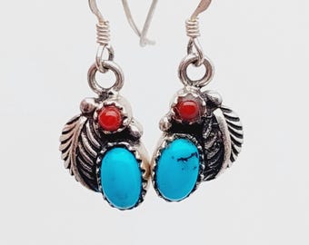 Sterling 925 real silver earrings |  Vintage hanging earrings | Indian jewelry turquoise earrings | Boho earrings | Earrings | Sterling silver