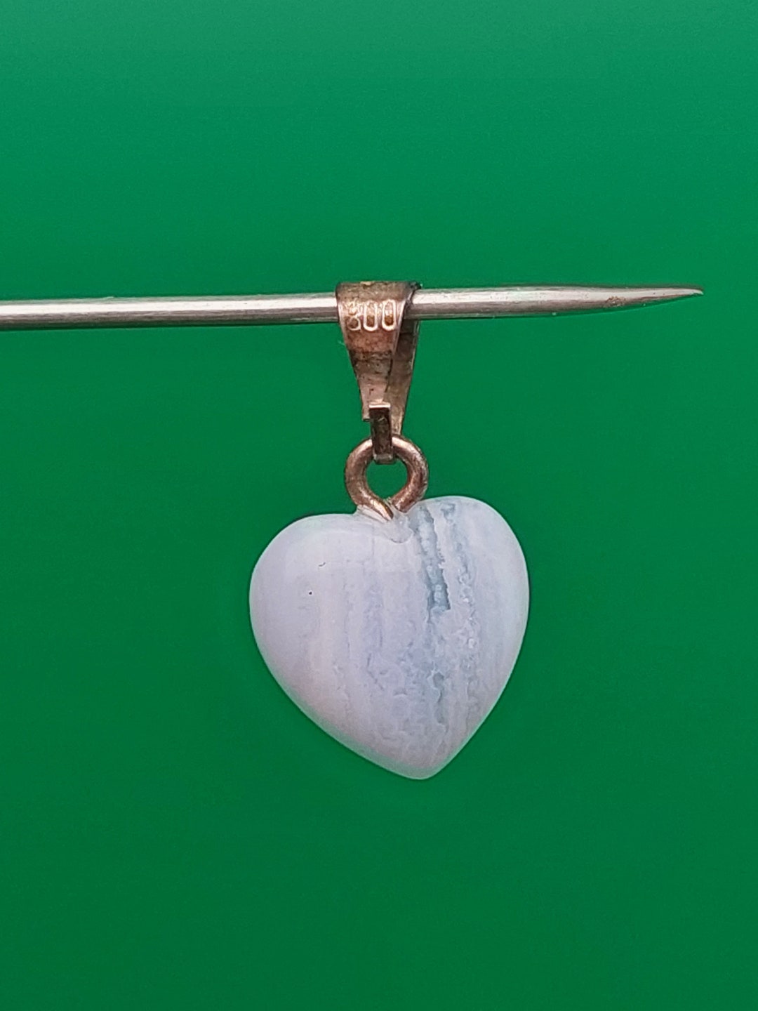 Antique 800 Silver Pendant With Glass Heart Silver Jewellery - Etsy