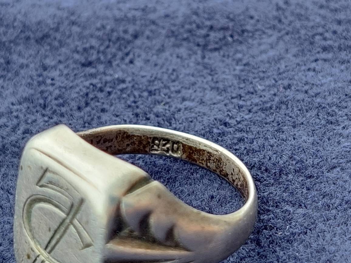 Antique 830 Silver Ring Signet Ring ZC Men's Jewelry Men's Ring