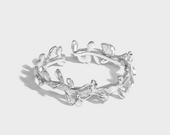 Leaves Ring Open Ring 925 Silver Ring #TL006