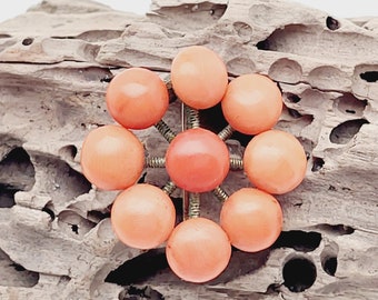 Antique double brooch with coral Biedermeier jewelry