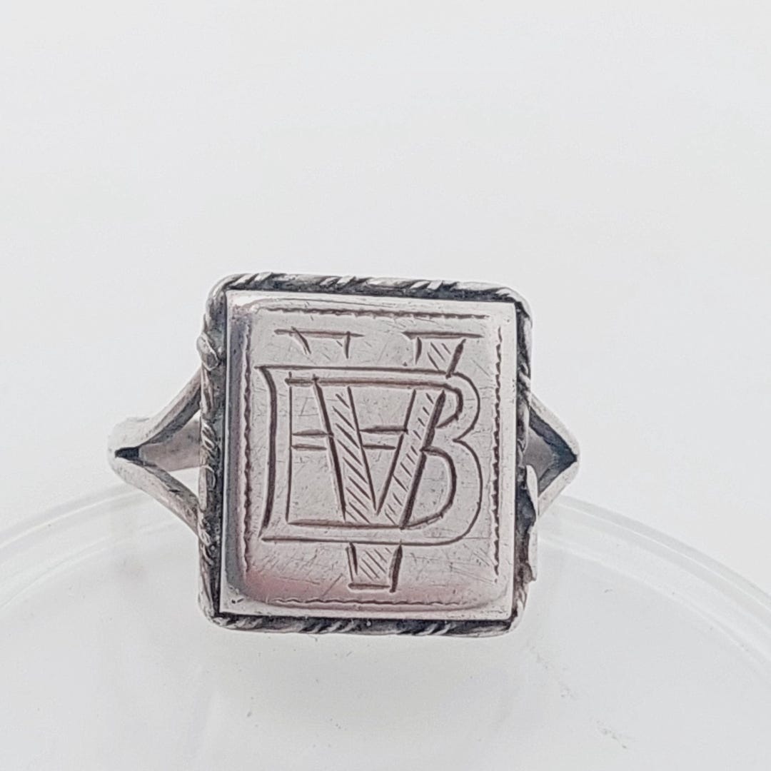 Ring Silver Antique Art Deco Engraved Signet Ring With Monogram Letters ...